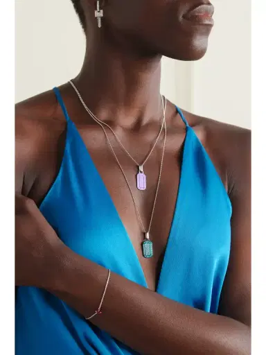 EÉRA White , Diamond And Enamel Necklace | Thumbnail 5 EÉRA White , Diamond And Enamel Necklace | Thumbnail 5