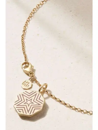 Marlo Laz Mini Porte Bonheur Coin 14-karat Gold, Enamel And Sapphire Necklace | Thumbnail 3 Marlo Laz Mini Porte Bonheur Coin 14-karat Gold, Enamel And Sapphire Necklace | Thumbnail 3