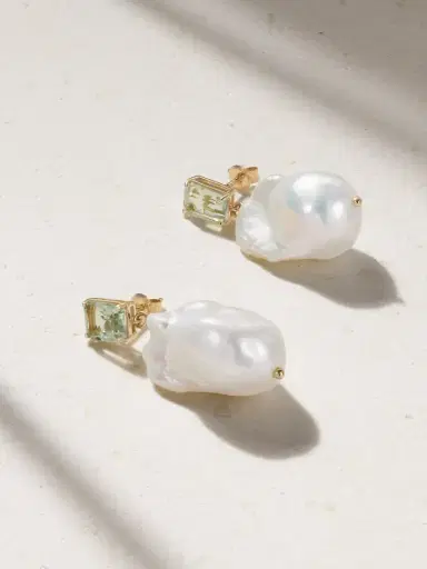 Mateo 14-karat Gold, Pearl And Amethyst Earrings | Thumbnail 1 Mateo 14-karat Gold, Pearl And Amethyst Earrings | Thumbnail 1