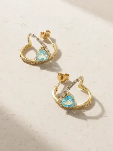 Mateo 14-karat Gold, Topaz And Diamond Earrings | Thumbnail 1 Mateo 14-karat Gold, Topaz And Diamond Earrings | Thumbnail 1