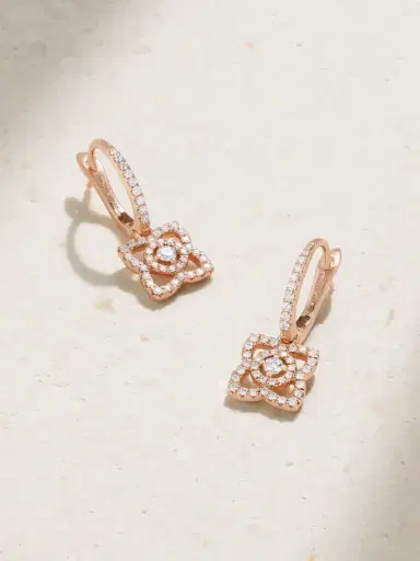 De Beers London Lotus By De Beers 18-karat Rose Gold Diamond Hoop Earrings | Thumbnail 1 De Beers London Lotus By De Beers 18-karat Rose Gold Diamond Hoop Earrings | Thumbnail 1