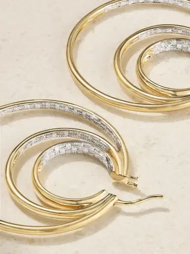 Yvonne Léon 9-karat Gold Diamond Hoop Earrings | Thumbnail 3 Yvonne Léon 9-karat Gold Diamond Hoop Earrings | Thumbnail 3