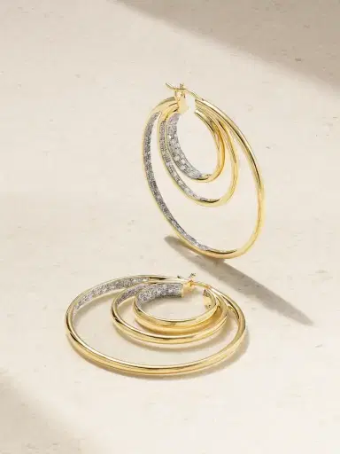 Yvonne Léon 9-karat Gold Diamond Hoop Earrings | Thumbnail 1 Yvonne Léon 9-karat Gold Diamond Hoop Earrings | Thumbnail 1