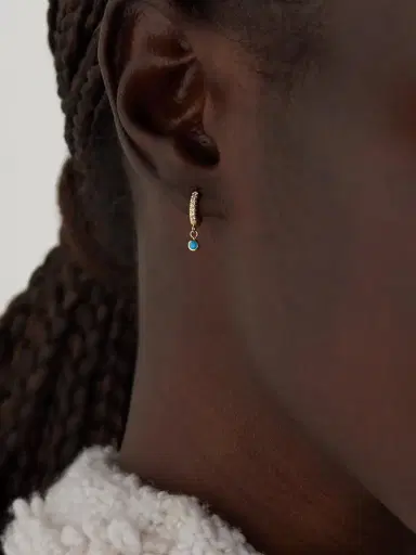 Jennifer Meyer 18-karat Gold, Diamond And Turquoise Hoop Earrings | Thumbnail 2 Jennifer Meyer 18-karat Gold, Diamond And Turquoise Hoop Earrings | Thumbnail 2