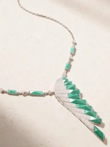 Garrard Wings Rising 18-karat White Gold, Malachite And Diamond Necklace | Thumbnail 1 Garrard Wings Rising 18-karat White Gold, Malachite And Diamond Necklace | Thumbnail 1