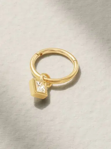 MARIA TASH 2.5mm 18-karat Gold Diamond Hoop Earring | Thumbnail 3 MARIA TASH 2.5mm 18-karat Gold Diamond Hoop Earring | Thumbnail 3