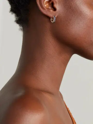 Ileana Makri Streamflow 18-karat Gold, Sapphire And Diamond Hoop Earrings | Thumbnail 2 Ileana Makri Streamflow 18-karat Gold, Sapphire And Diamond Hoop Earrings | Thumbnail 2