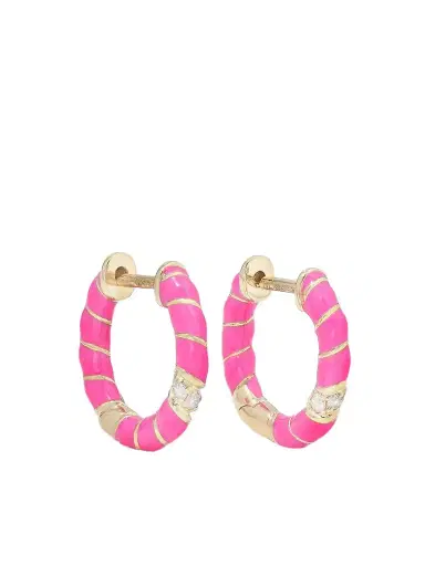Yvonne Léon 9-karat Gold, Enamel And Diamond Hoop Earrings | Thumbnail 1 Yvonne Léon 9-karat Gold, Enamel And Diamond Hoop Earrings | Thumbnail 1