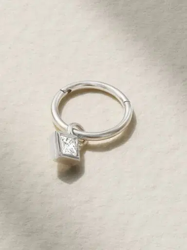 MARIA TASH 2.5mm 14-karat And 18-karat White Gold Diamond Hoop Earring | Thumbnail 3 MARIA TASH 2.5mm 14-karat And 18-karat White Gold Diamond Hoop Earring | Thumbnail 3