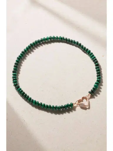 Marla Aaron 14-karat Rose Gold, Malachite And Diamond Necklace | Thumbnail 4 Marla Aaron 14-karat Rose Gold, Malachite And Diamond Necklace | Thumbnail 4