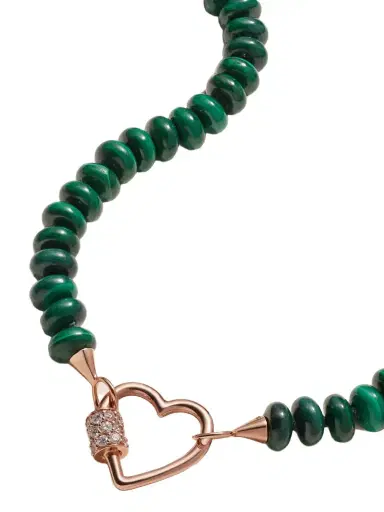 Marla Aaron 14-karat Rose Gold, Malachite And Diamond Necklace | Thumbnail 1 Marla Aaron 14-karat Rose Gold, Malachite And Diamond Necklace | Thumbnail 1
