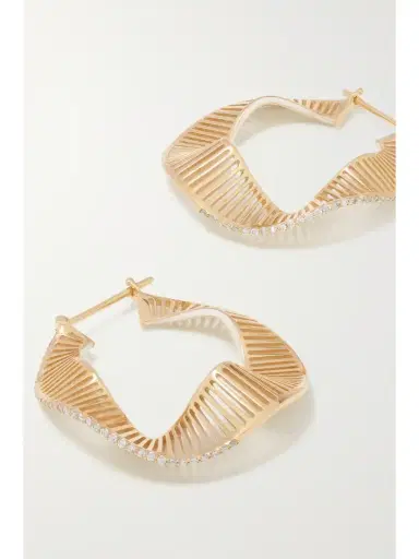 L’Atelier Nawbar Twisted Waves 18-karat Gold, Enamel And Diamond Hoop Earrings | Thumbnail 5 L’Atelier Nawbar Twisted Waves 18-karat Gold, Enamel And Diamond Hoop Earrings | Thumbnail 5
