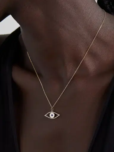 Mateo Eye Of Protection 14-karat Gold, Enamel And Diamond Necklace | Thumbnail 2 Mateo Eye Of Protection 14-karat Gold, Enamel And Diamond Necklace | Thumbnail 2