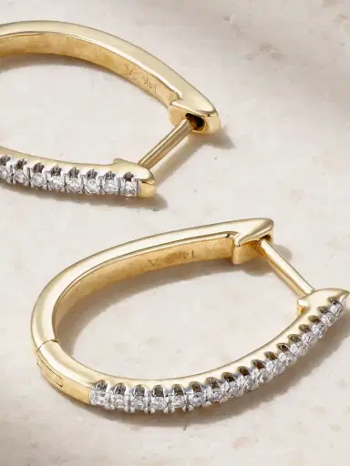 STONE AND STRAND Medium Oval 14-karat Gold Diamond Hoop Earrings | Thumbnail 3 STONE AND STRAND Medium Oval 14-karat Gold Diamond Hoop Earrings | Thumbnail 3