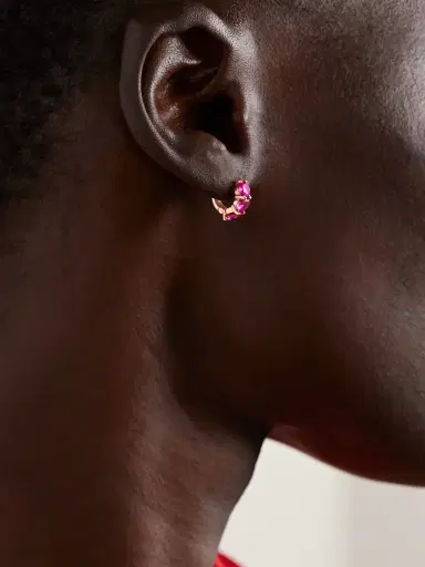 Ileana Makri 18-karat Rose Gold Ruby Hoop Earrings | Thumbnail 2 Ileana Makri 18-karat Rose Gold Ruby Hoop Earrings | Thumbnail 2