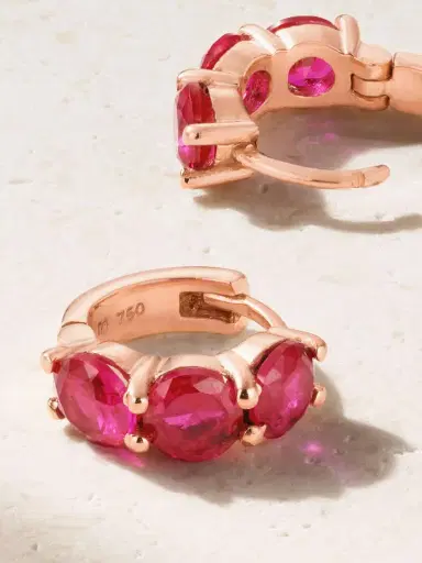Ileana Makri 18-karat Rose Gold Ruby Hoop Earrings | Thumbnail 3 Ileana Makri 18-karat Rose Gold Ruby Hoop Earrings | Thumbnail 3