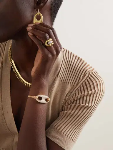 Jenna Blake 18-karat Gold, Nubuck And Diamond Bracelet | Thumbnail 5 Jenna Blake 18-karat Gold, Nubuck And Diamond Bracelet | Thumbnail 5