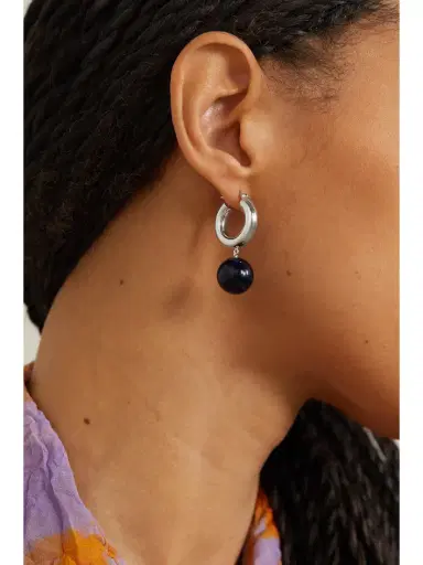 LIÉ STUDIO The Charlotte Silver And Glass Hoop Earrings | Thumbnail 2 LIÉ STUDIO The Charlotte Silver And Glass Hoop Earrings | Thumbnail 2