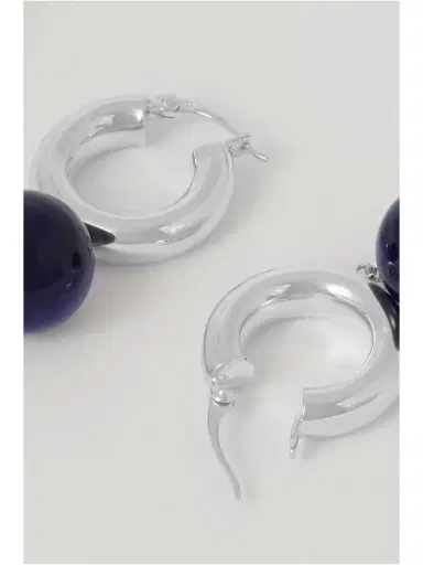 LIÉ STUDIO The Charlotte Silver And Glass Hoop Earrings | Thumbnail 3 LIÉ STUDIO The Charlotte Silver And Glass Hoop Earrings | Thumbnail 3