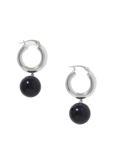 LIÉ STUDIO The Charlotte Silver And Glass Hoop Earrings | Thumbnail 1 LIÉ STUDIO The Charlotte Silver And Glass Hoop Earrings | Thumbnail 1