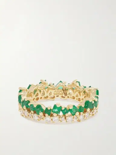 Suzanne Kalan Eternity 18-karat Gold, Emerald And Diamond Ring | Thumbnail 3 Suzanne Kalan Eternity 18-karat Gold, Emerald And Diamond Ring | Thumbnail 3