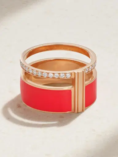 Repossi Berbere 18-karat Rose Gold, Lacquer And Diamond Ring | Thumbnail 3 Repossi Berbere 18-karat Rose Gold, Lacquer And Diamond Ring | Thumbnail 3