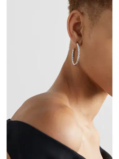 David Yurman Pavéflex 18-karat White Gold Diamond Hoop Earrings | Thumbnail 2 David Yurman Pavéflex 18-karat White Gold Diamond Hoop Earrings | Thumbnail 2