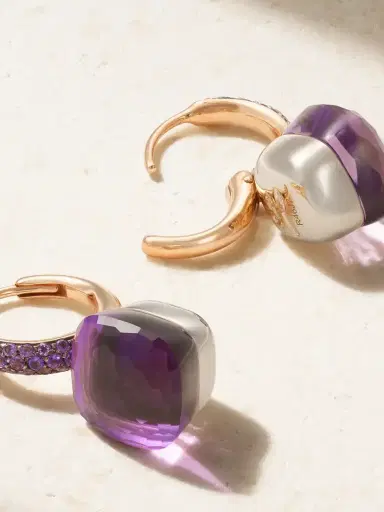 Pomellato Nudo Classic Rhodium-plated 18-karat Rose And White Gold, Jade And Amethyst Earrings | Thumbnail 3 Pomellato Nudo Classic Rhodium-plated 18-karat Rose And White Gold, Jade And Amethyst Earrings | Thumbnail 3
