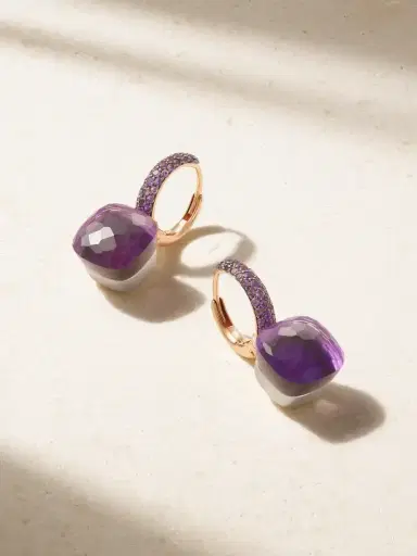 Pomellato Nudo Classic Rhodium-plated 18-karat Rose And White Gold, Jade And Amethyst Earrings | Thumbnail 1 Pomellato Nudo Classic Rhodium-plated 18-karat Rose And White Gold, Jade And Amethyst Earrings | Thumbnail 1