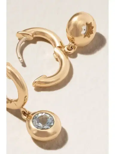 Marlo Laz Gemma Dangles Small 14-karat Gold Acquamarine Hoop Earrings | Thumbnail 3 Marlo Laz Gemma Dangles Small 14-karat Gold Acquamarine Hoop Earrings | Thumbnail 3