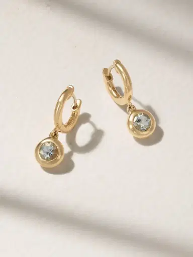 Marlo Laz Gemma Dangles Small 14-karat Gold Acquamarine Hoop Earrings | Thumbnail 1 Marlo Laz Gemma Dangles Small 14-karat Gold Acquamarine Hoop Earrings | Thumbnail 1