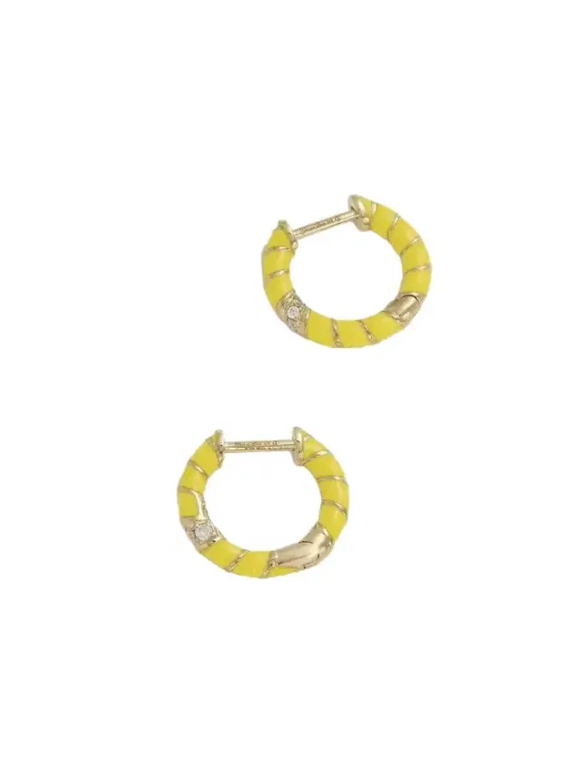 9-karat Gold, Enamel And Diamond Hoop Earrings 9-karat Gold, Enamel And Diamond Hoop Earrings