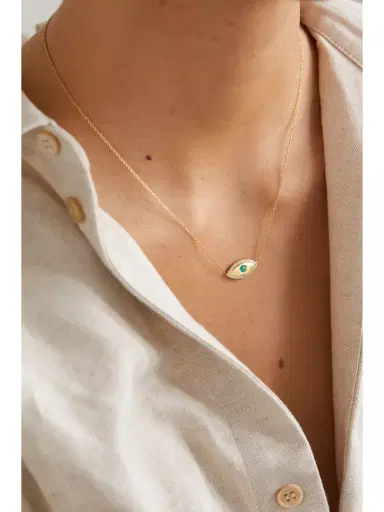 Jennifer Meyer Medium Evil Eye 18-karat Gold, Diamond And Emerald Necklace | Thumbnail 2 Jennifer Meyer Medium Evil Eye 18-karat Gold, Diamond And Emerald Necklace | Thumbnail 2