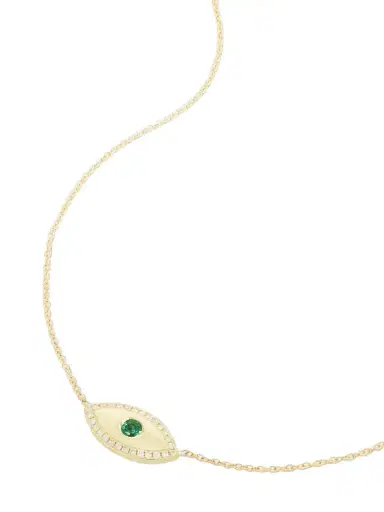 Jennifer Meyer Medium Evil Eye 18-karat Gold, Diamond And Emerald Necklace | Thumbnail 1 Jennifer Meyer Medium Evil Eye 18-karat Gold, Diamond And Emerald Necklace | Thumbnail 1