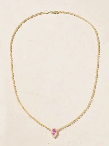 Alison Lou Madison 14-karat Gold, Enamel And Laboratory-grown Sapphire Necklace | Thumbnail 4 Alison Lou Madison 14-karat Gold, Enamel And Laboratory-grown Sapphire Necklace | Thumbnail 4