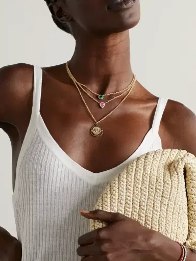 Alison Lou Madison 14-karat Gold, Enamel And Laboratory-grown Sapphire Necklace | Thumbnail 5 Alison Lou Madison 14-karat Gold, Enamel And Laboratory-grown Sapphire Necklace | Thumbnail 5