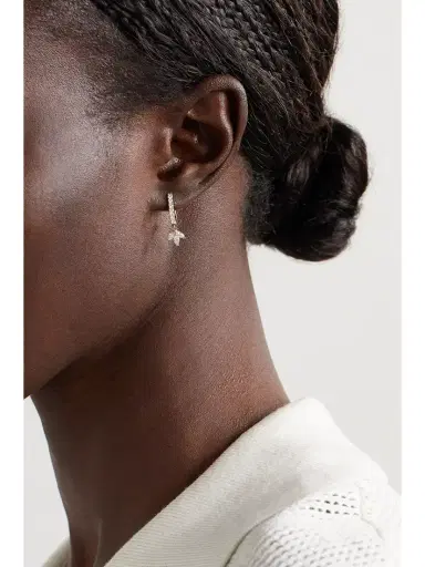 Jacquie Aiche 14-karat Gold Diamond Single Hoop Earring | Thumbnail 2 Jacquie Aiche 14-karat Gold Diamond Single Hoop Earring | Thumbnail 2