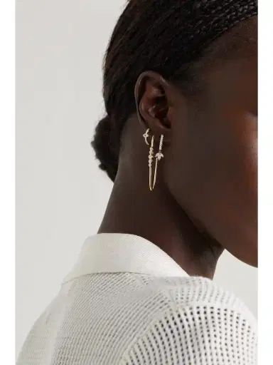 Jacquie Aiche 14-karat Gold Diamond Single Hoop Earring | Thumbnail 4 Jacquie Aiche 14-karat Gold Diamond Single Hoop Earring | Thumbnail 4