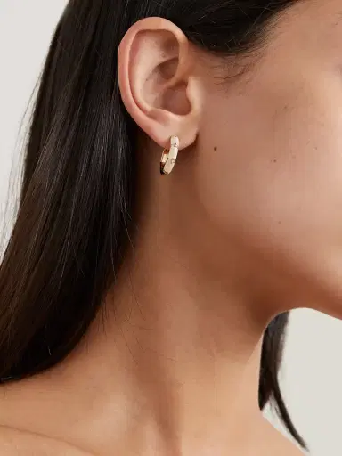 L’Atelier Nawbar Bamboo 18-karat Gold, Mother-of-pearl And Diamond Hoop Earrings | Thumbnail 2 L’Atelier Nawbar Bamboo 18-karat Gold, Mother-of-pearl And Diamond Hoop Earrings | Thumbnail 2