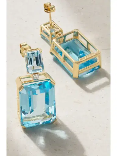Mateo 14-karat Gold, Topaz And Diamond Earrings | Thumbnail 3 Mateo 14-karat Gold, Topaz And Diamond Earrings | Thumbnail 3