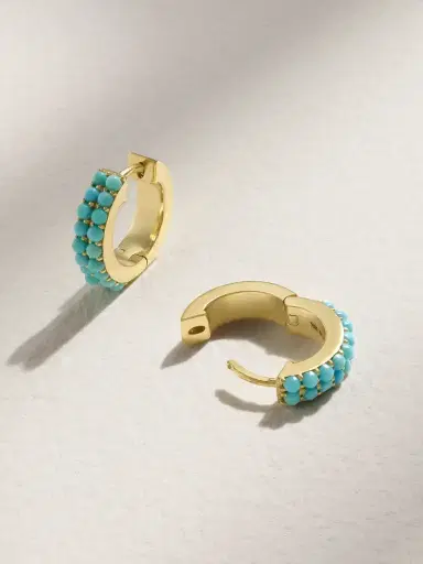 Jennifer Meyer 18-karat Gold Turquoise Hoop Earrings | Thumbnail 3 Jennifer Meyer 18-karat Gold Turquoise Hoop Earrings | Thumbnail 3