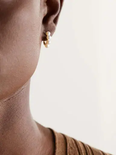 Mateo 4 Point 14-karat Gold Pearl Hoop Earrings | Thumbnail 2 Mateo 4 Point 14-karat Gold Pearl Hoop Earrings | Thumbnail 2