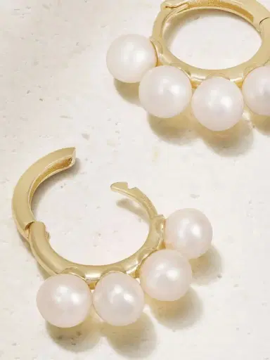 Mateo 4 Point 14-karat Gold Pearl Hoop Earrings | Thumbnail 3 Mateo 4 Point 14-karat Gold Pearl Hoop Earrings | Thumbnail 3