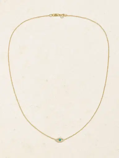 Jennifer Meyer Evil Eye Mini 18-karat Gold Diamond And Turquoise Necklace | Thumbnail 4 Jennifer Meyer Evil Eye Mini 18-karat Gold Diamond And Turquoise Necklace | Thumbnail 4