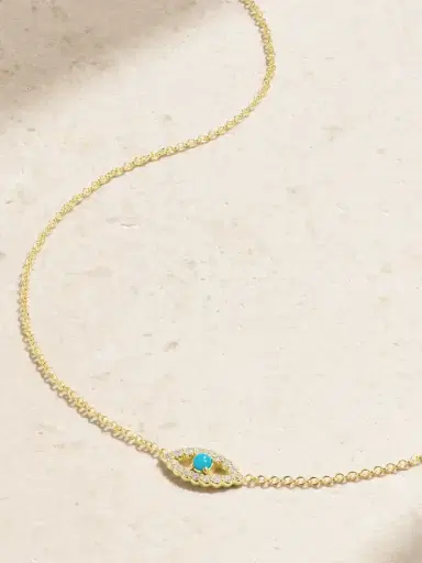 Jennifer Meyer Evil Eye Mini 18-karat Gold Diamond And Turquoise Necklace | Thumbnail 1 Jennifer Meyer Evil Eye Mini 18-karat Gold Diamond And Turquoise Necklace | Thumbnail 1