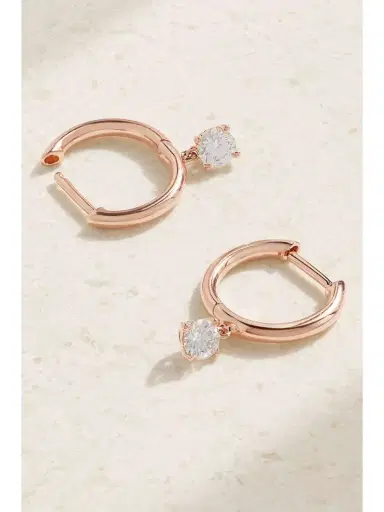 Anita Ko 18-karat Rose Gold Diamond Hoop Earrings | Thumbnail 3 Anita Ko 18-karat Rose Gold Diamond Hoop Earrings | Thumbnail 3