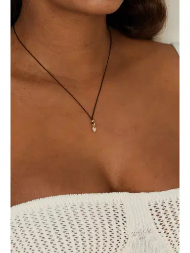Mizuki 14-karat Gold, Cord And Diamond Necklace | Thumbnail 2 Mizuki 14-karat Gold, Cord And Diamond Necklace | Thumbnail 2