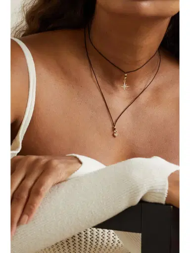 Mizuki 14-karat Gold, Cord And Diamond Necklace | Thumbnail 5 Mizuki 14-karat Gold, Cord And Diamond Necklace | Thumbnail 5