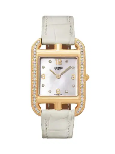 Hermès Timepieces Cape Cod 31mm Small 18-karat , Alligator, Mother-of-pearl And Diamond Watch | Thumbnail 1 Hermès Timepieces Cape Cod 31mm Small 18-karat , Alligator, Mother-of-pearl And Diamond Watch | Thumbnail 1