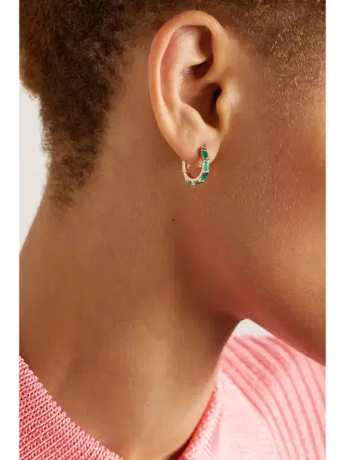 KOLOURS JEWELRY 14-karat Gold Emerald Single Hoop Earring | Thumbnail 2 KOLOURS JEWELRY 14-karat Gold Emerald Single Hoop Earring | Thumbnail 2